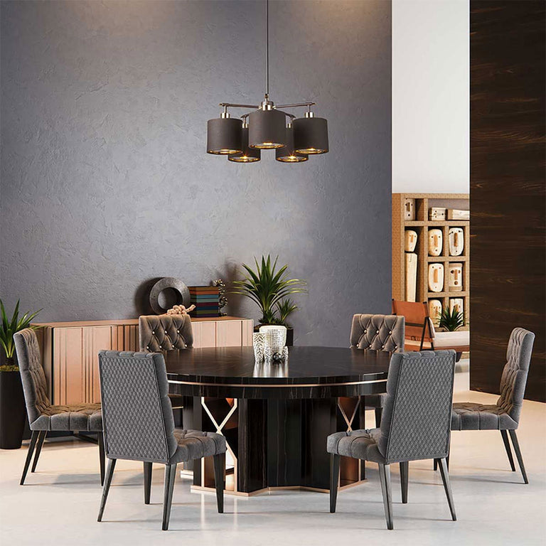 Balance 5 Light Chandelier Brown / Polished Brass - BALANCE5-BRPB