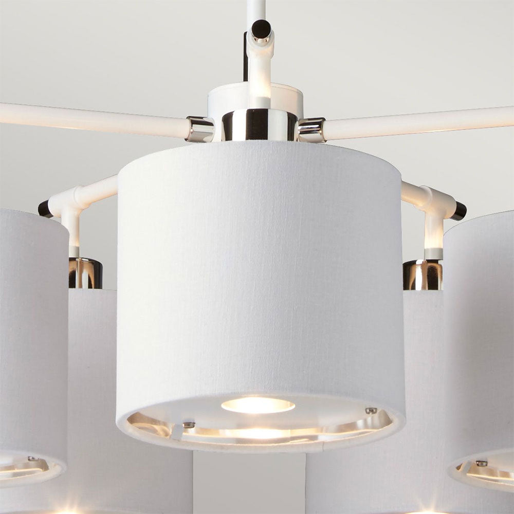 Balance 5 Light Chandelier White / Polished Nickel - BALANCE5-WPN