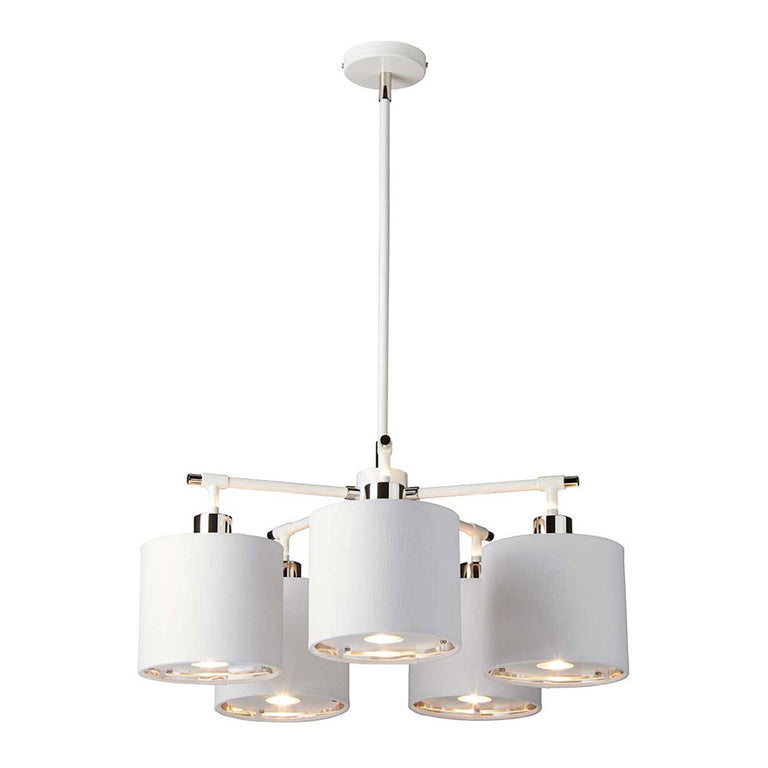 Balance 5 Light Chandelier White / Polished Nickel - BALANCE5-WPN
