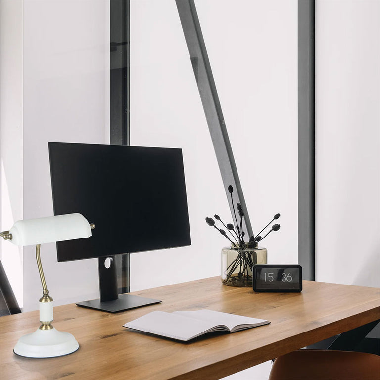 Banca Bankers Lamp With Cylindrical Shade Matt White - BANCA-T2