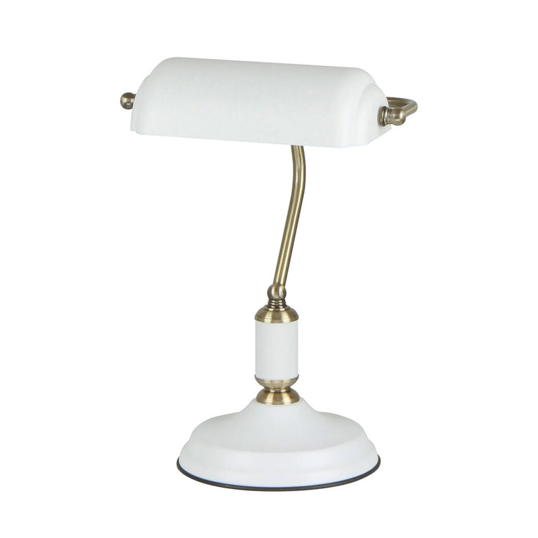 Banca Bankers Lamp With Cylindrical Shade Matt White - BANCA-T2