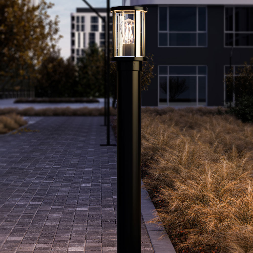 BL-400 Bollard Head With 1 Metre Post Black / Clear - 10682
