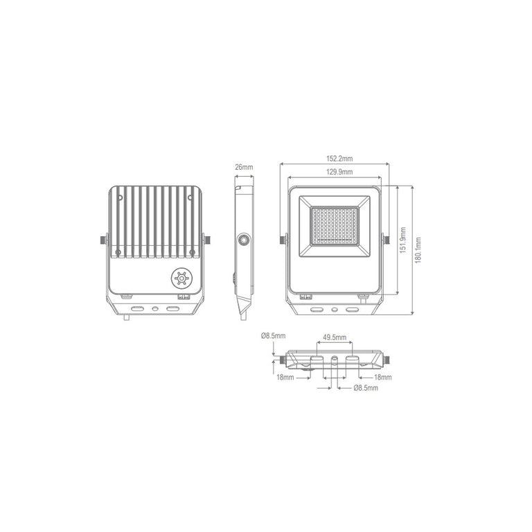 Blaze-Pro DIY LED Floodlight Power Selectable (20W/30W/50W) Sensor Adaptable - White / Tri-Colour IP66 - 19917