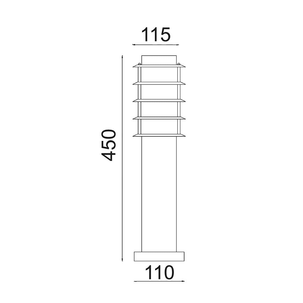 Borda Louvred 450mm Bollard Stainless Steel - BORDA4