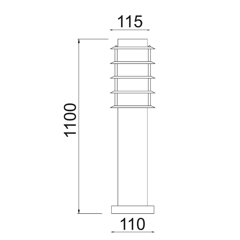 Borda Louvred 1100mm Bollard Stainless Steel - BORDA6