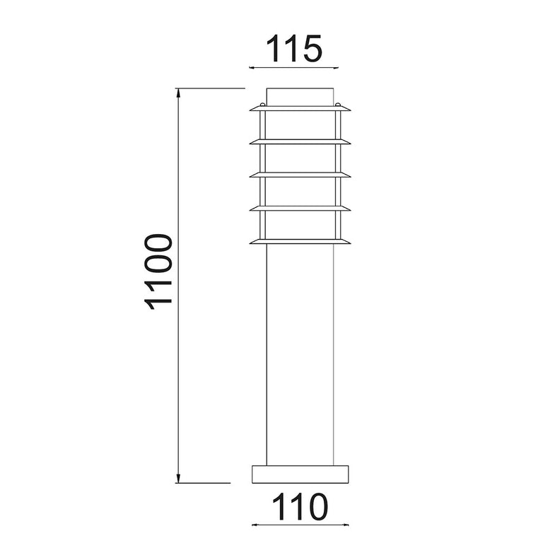 Borda Louvred 1100mm Bollard Stainless Steel - BORDA6