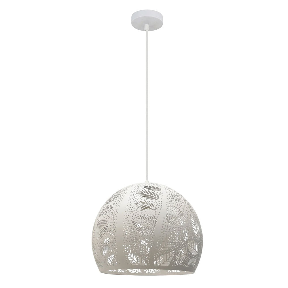 Bohemian Embossed Dome Shape Pendant White - BOTANICA01