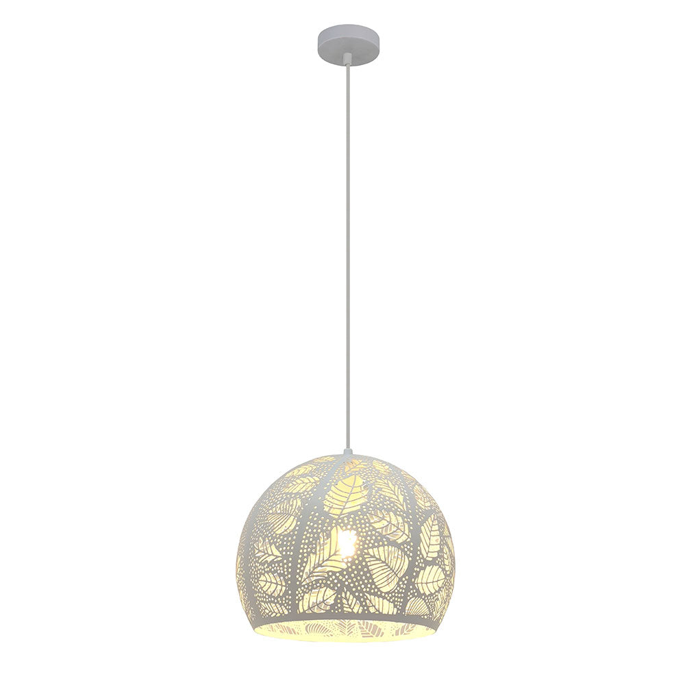 Bohemian Embossed Dome Shape Pendant White - BOTANICA01