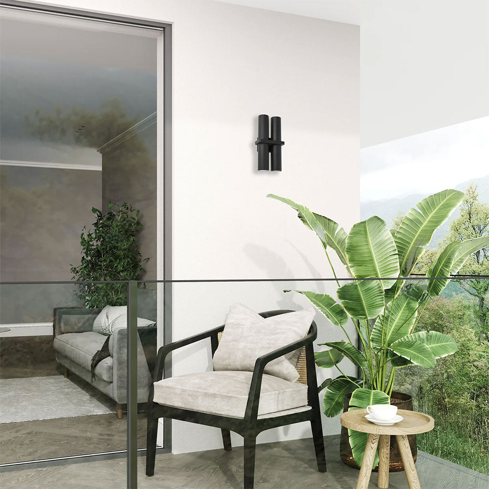 Briller 4 Light Up & Down Wall Pillar Light Black - BRILLER2