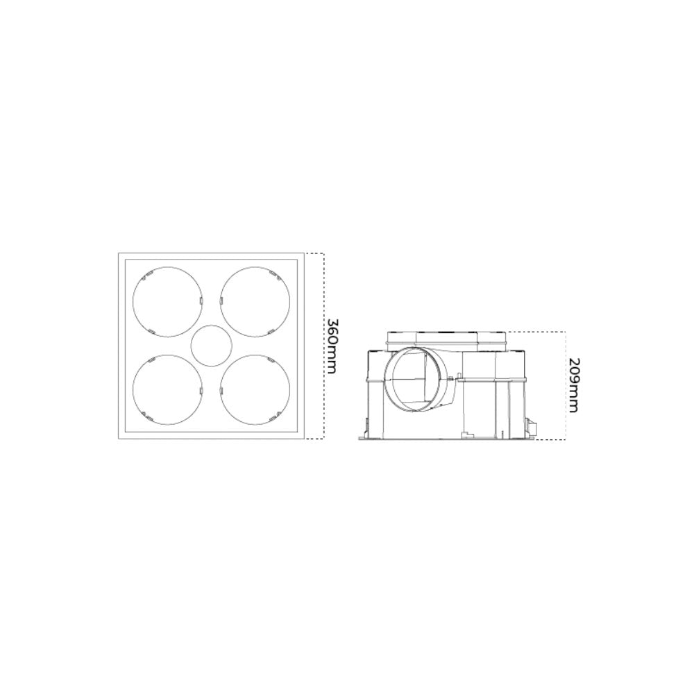 Buller 4 Light 3 in 1 Bathroom Heater & Exhaust With LED Downlight White / Tri-Colour - BULLER/4LT/WH