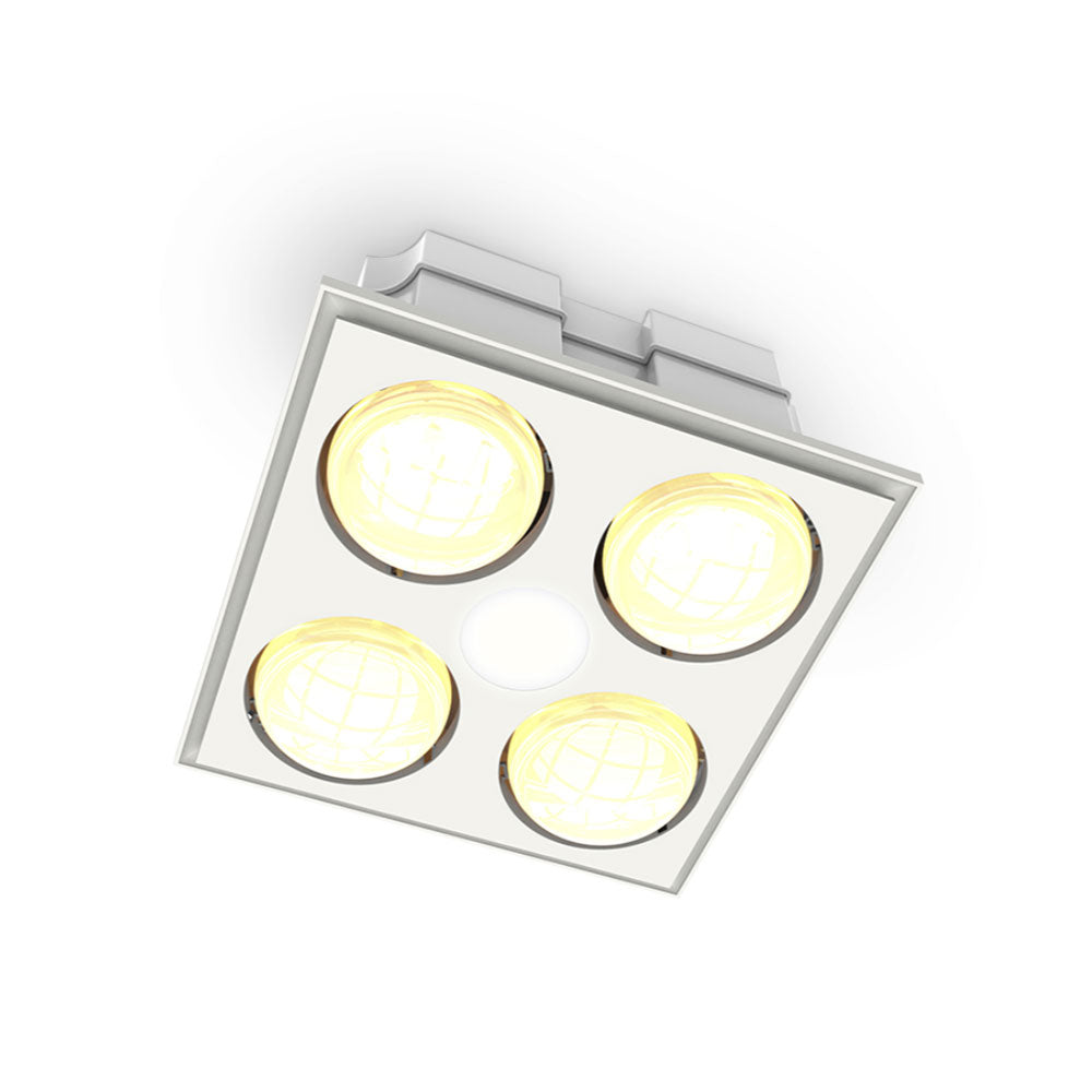 Buller 4 Light 3 in 1 Bathroom Heater & Exhaust With LED Downlight White / Tri-Colour - BULLER/4LT/WH