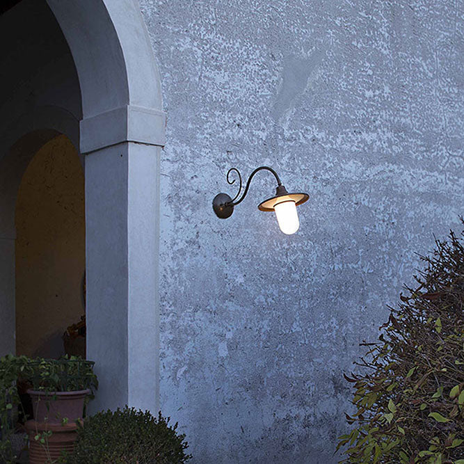 Barchessa Large Outdoor Wall Light With White Glass IP44 - 220.26.ORB