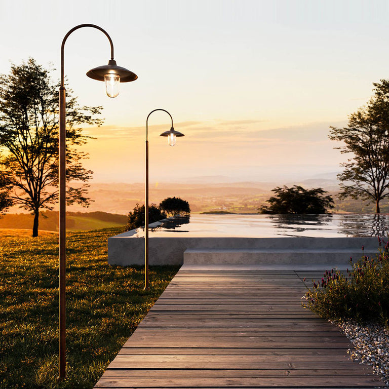 Barchessa Large Curve Pole Light With Clear Glass IP44 - 301.D7.ORT