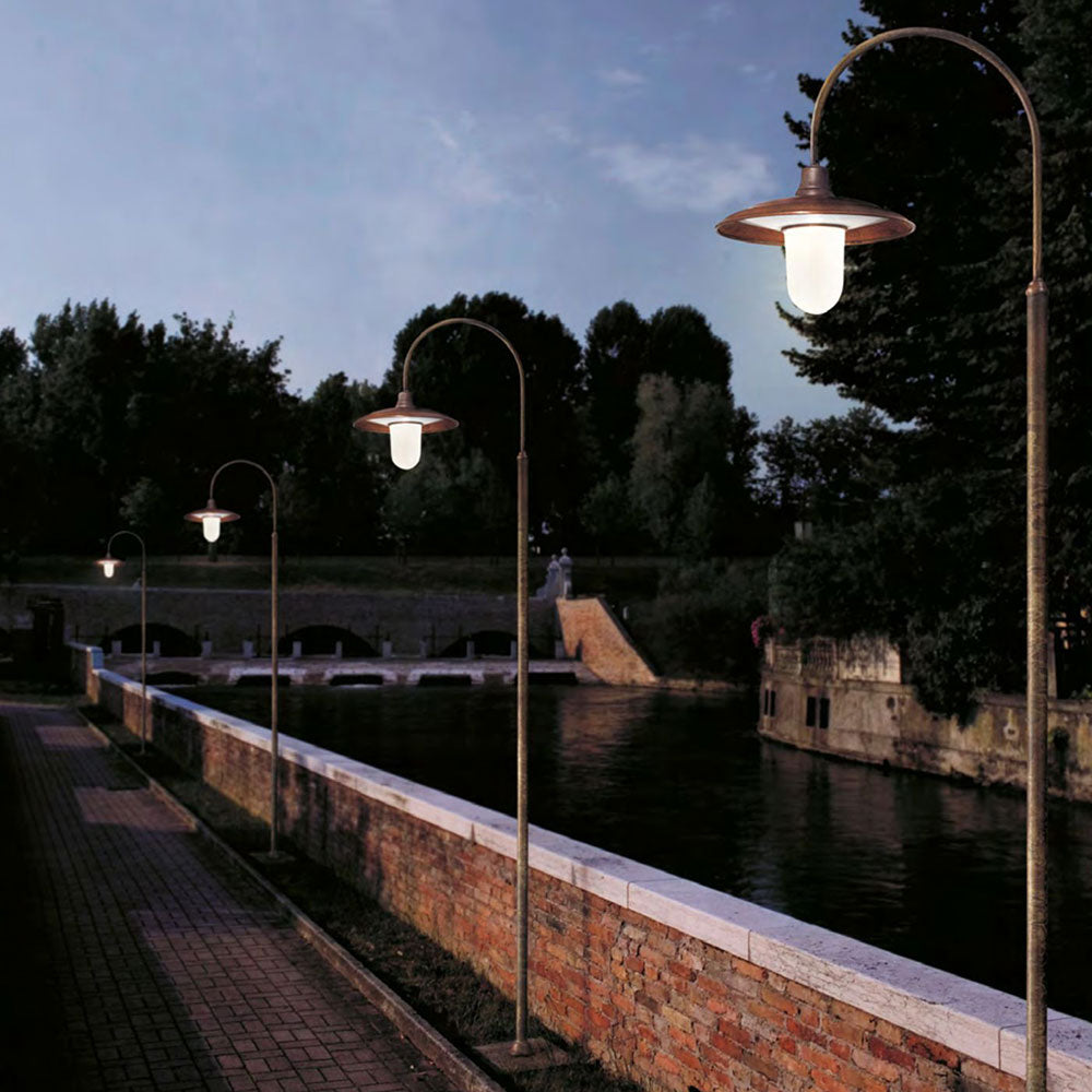 Barchessa Large Curve Pole Light With White Glass IP44 - 301.D7.ORB