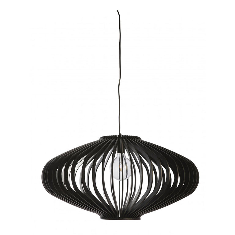 Bayron 1 Light Timber Pendant Large Black - BAYRON-80-1P Black