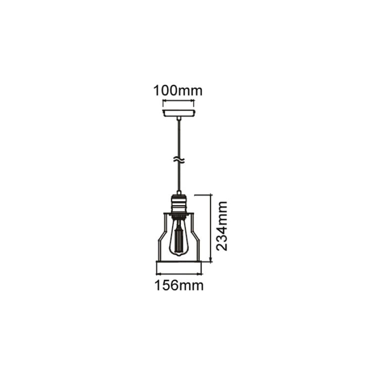 Angled Iron Cage Pendant Black - Blackband2