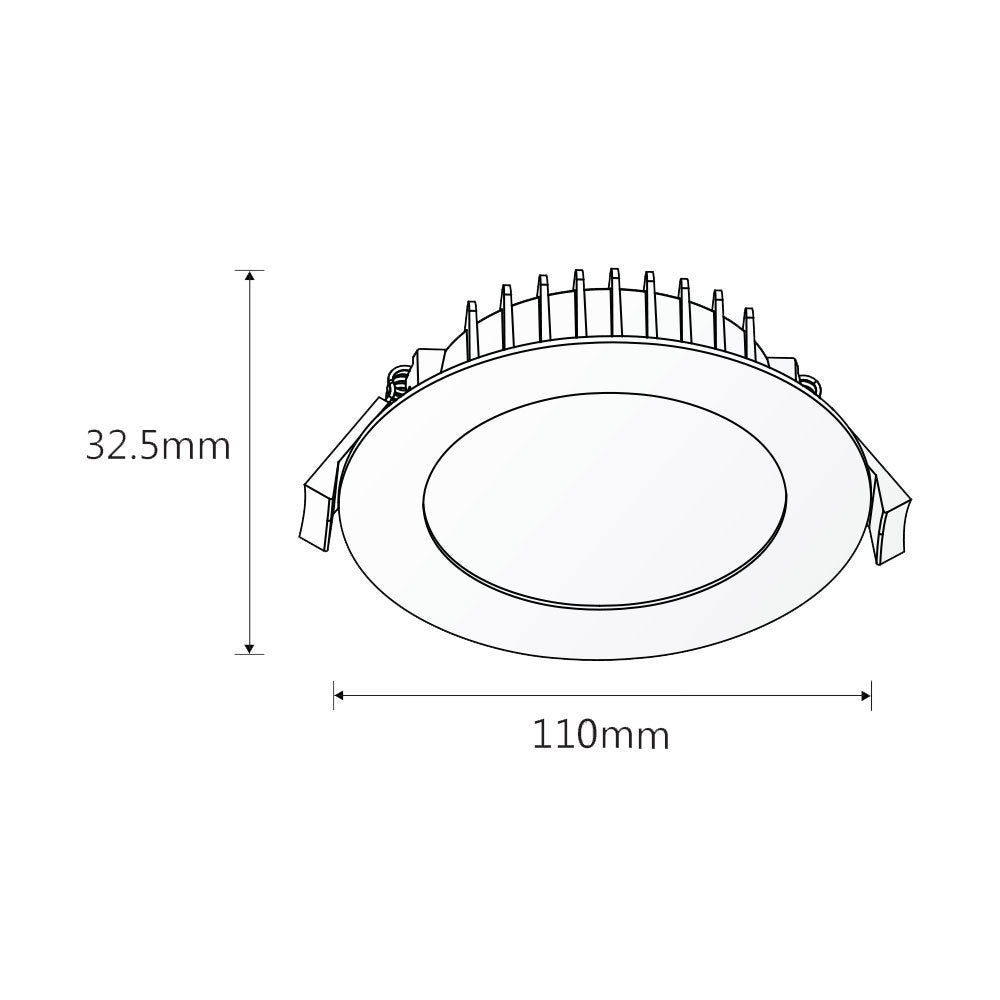 Blitz II Dimmable 10W LED Downlight Matt Black / Tri-Colour - TLBD34510MD