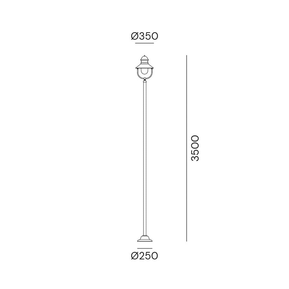 Borgo Large Bollard Light With White Glass IP44 - 244.30.ORB