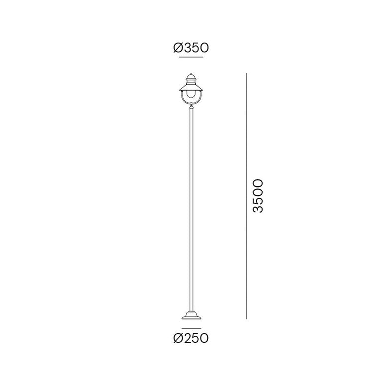 Borgo Large Bollard Light With White Glass IP44 - 244.30.ORB