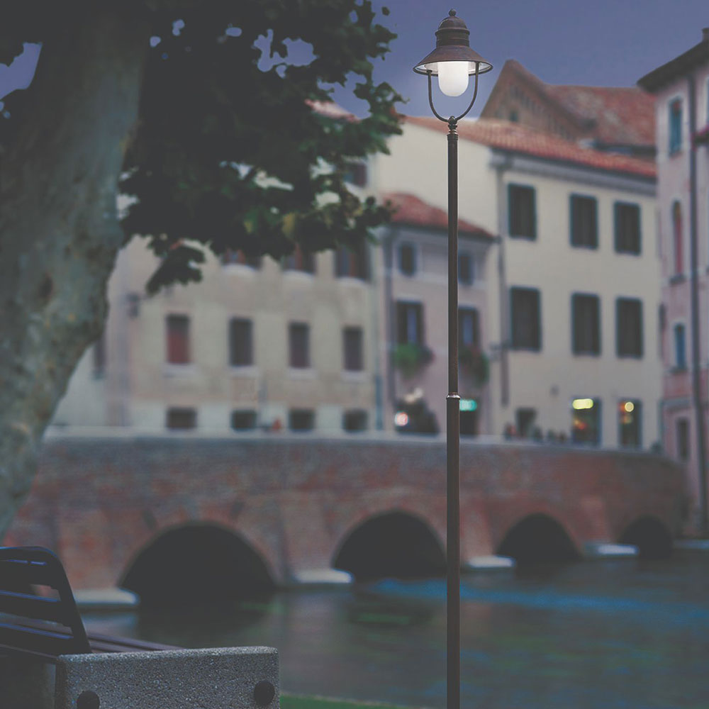 Borgo Large Bollard Light With White Glass IP44 - 244.30.ORB