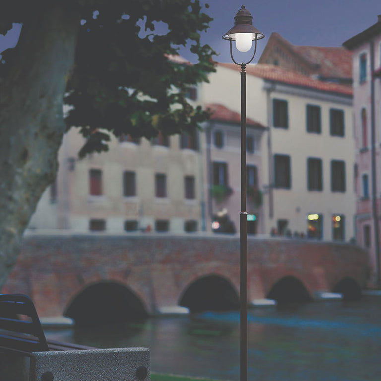 Borgo Large Bollard Light With White Glass IP44 - 244.30.ORB