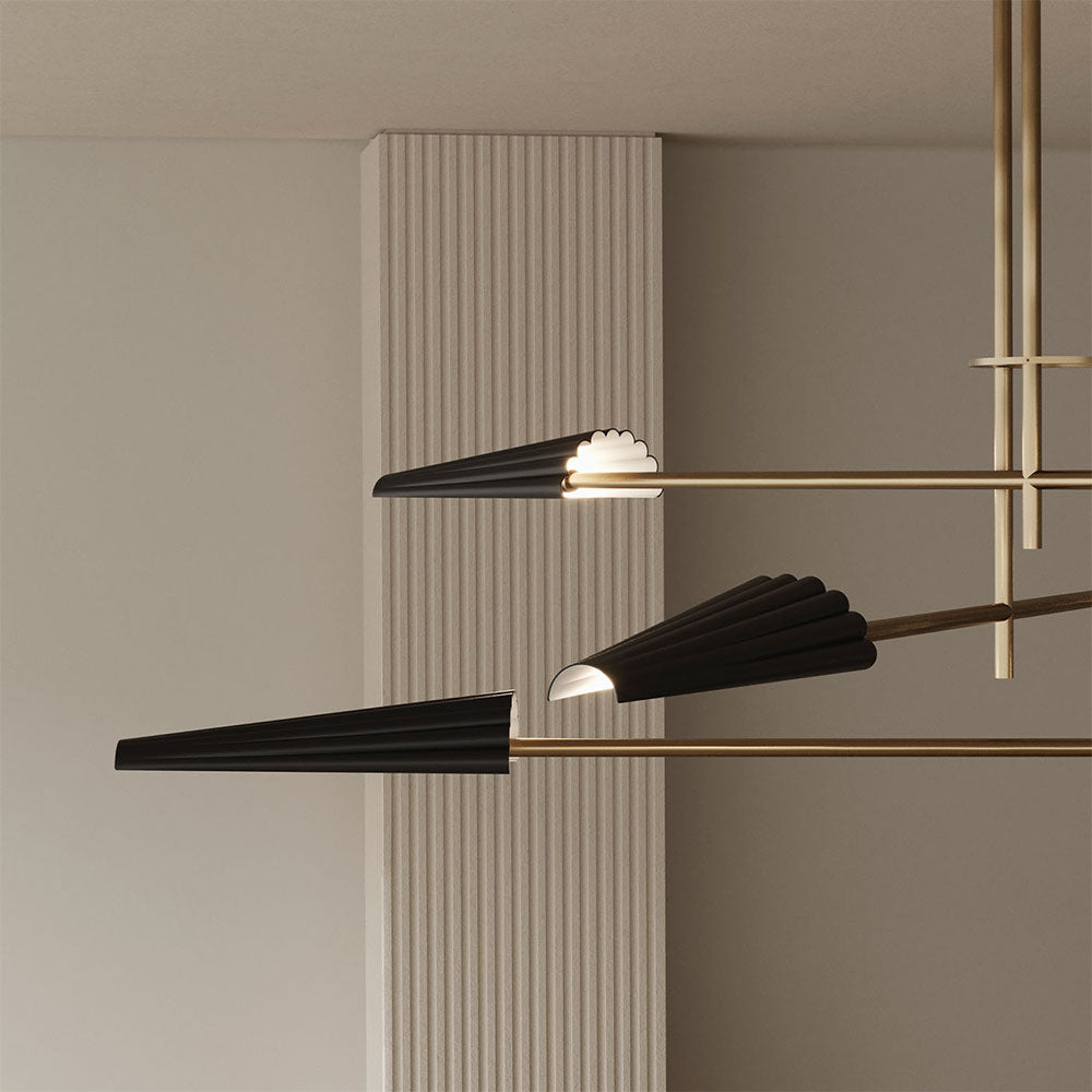 Bion 6 Light LED Pendant Brass / Black - ARO.C1306/6/ORO-NEG