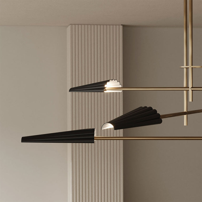 Bion 6 Light LED Pendant Brass / Black - ARO.C1306/6/ORO-NEG