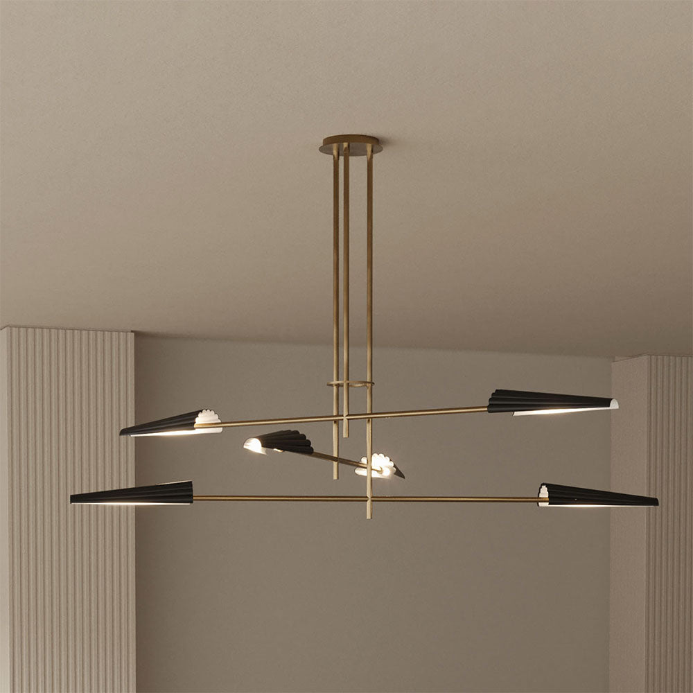 Bion 6 Light LED Pendant Brass / Black - ARO.C1306/6/ORO-NEG