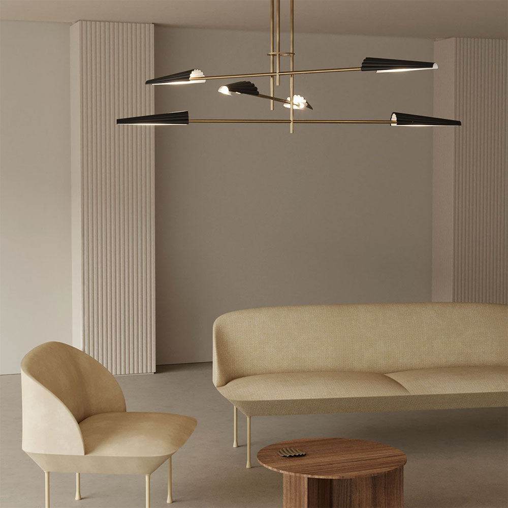 Bion 6 Light LED Pendant Brass / Black - ARO.C1306/6/ORO-NEG