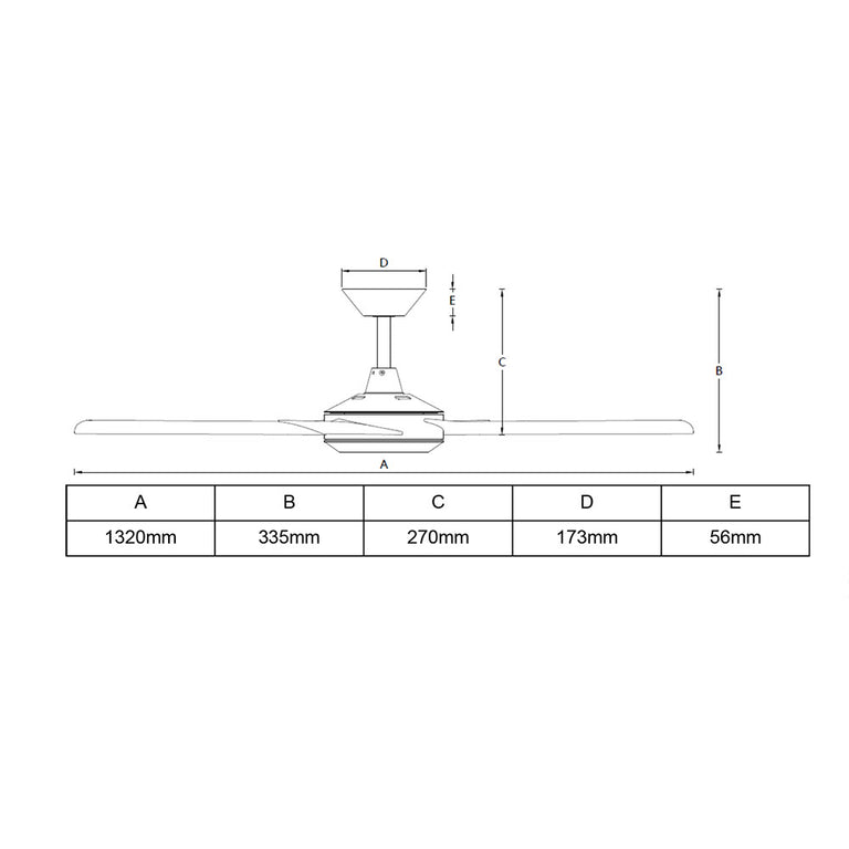 Concept 52" AC Ceiling Fan Matt Black - C501