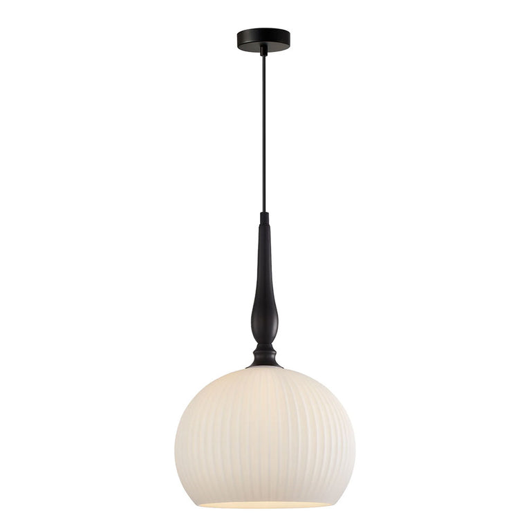Caliz Large Interior Frosted Wine Glass Ribbed Pendant Black - CALIZ3
