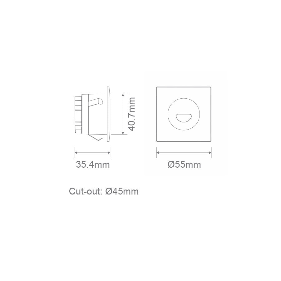 Camino 3W 240V IP54 Dimmable Square Asymmetrical Steplight Black / Tri-Colour - 21745