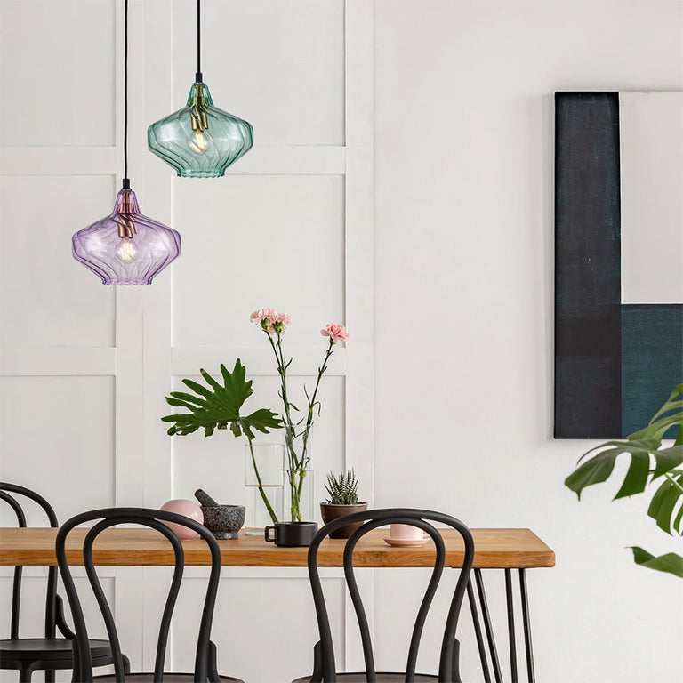 Interior Wine Glass Shape Ribbed Pendant Light Green - CAMPANA4
