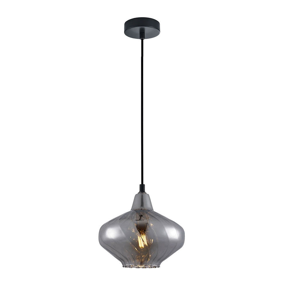 Interior Wine Glass Shape Ribbed Pendant Light Smokey Black - CAMPANA2