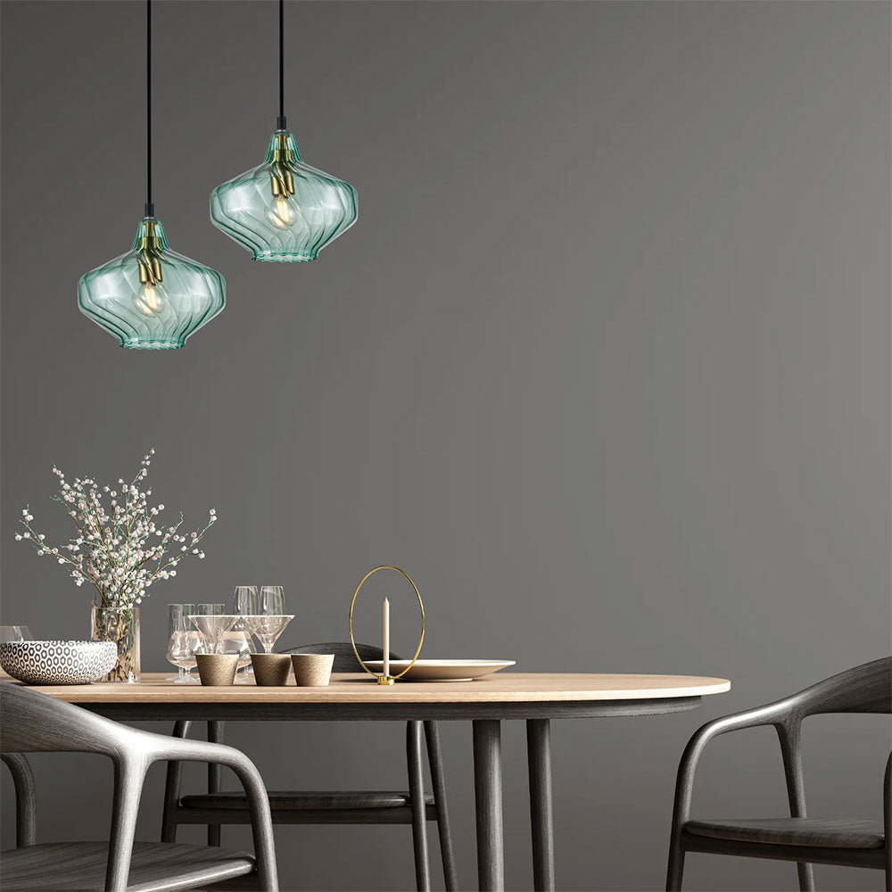 Interior Wine Glass Shape Ribbed Pendant Light Green - CAMPANA4