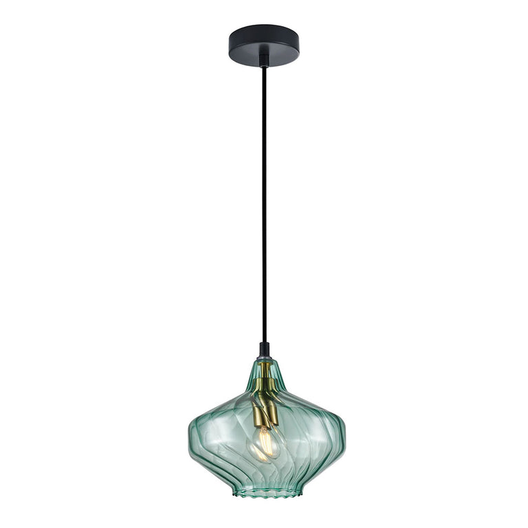 Interior Wine Glass Shape Ribbed Pendant Light Green - CAMPANA4