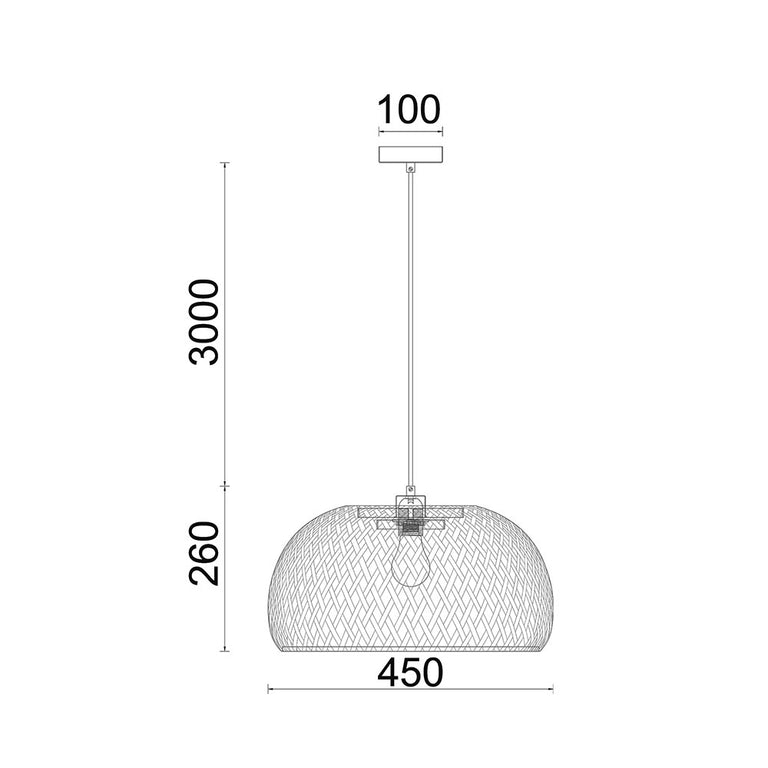 Interior Dome Large Natural Bamboo Finish Pendant - CANASTA2