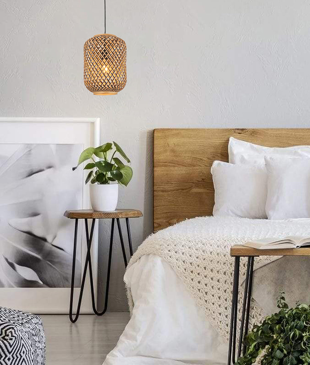 Interior Cylinder Bamboo Cage Pendant Brown / Natural - CESTA1