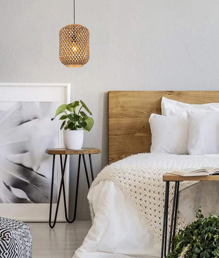 Interior Cylinder Bamboo Cage Pendant Brown / Natural - CESTA1
