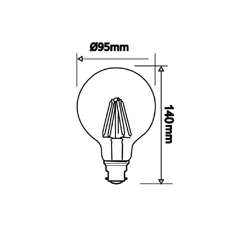 Filament Spherical G95 LED 6W B22 Dimmable / Warm White - CF18DIM