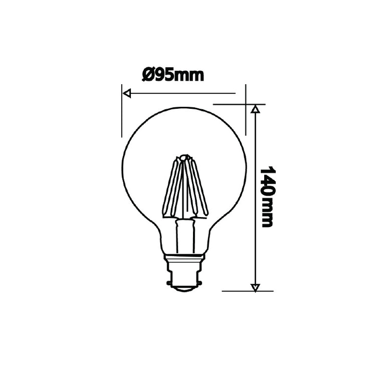 Filament Spherical G95 LED 6W B22 Dimmable / Warm White - CF18DIM