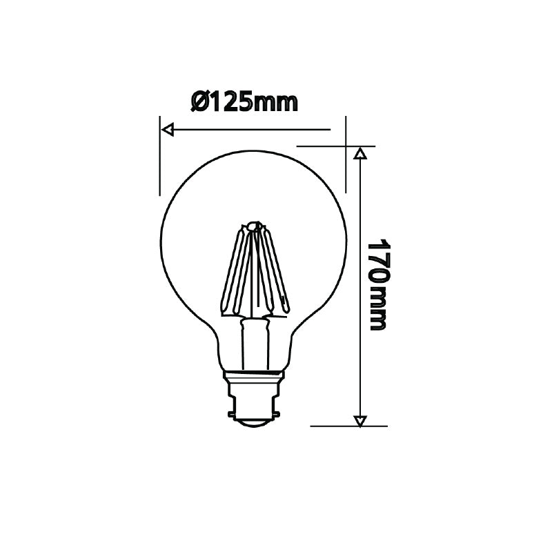 Filament Spherical G125 LED 8W B22 Dimmable / Daylight - CF23DIM
