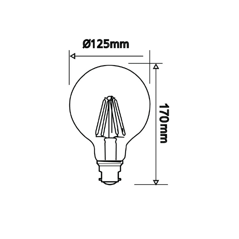 Filament Spherical G125 LED 8W B22 Dimmable / Daylight - CF23DIM