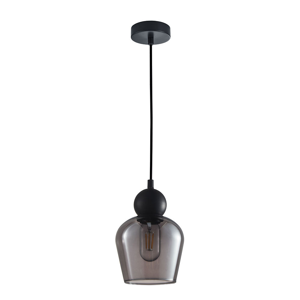 Interior Ellipse Glass Shape 1 Light Pendant Black Smoke - CHAMPAN2