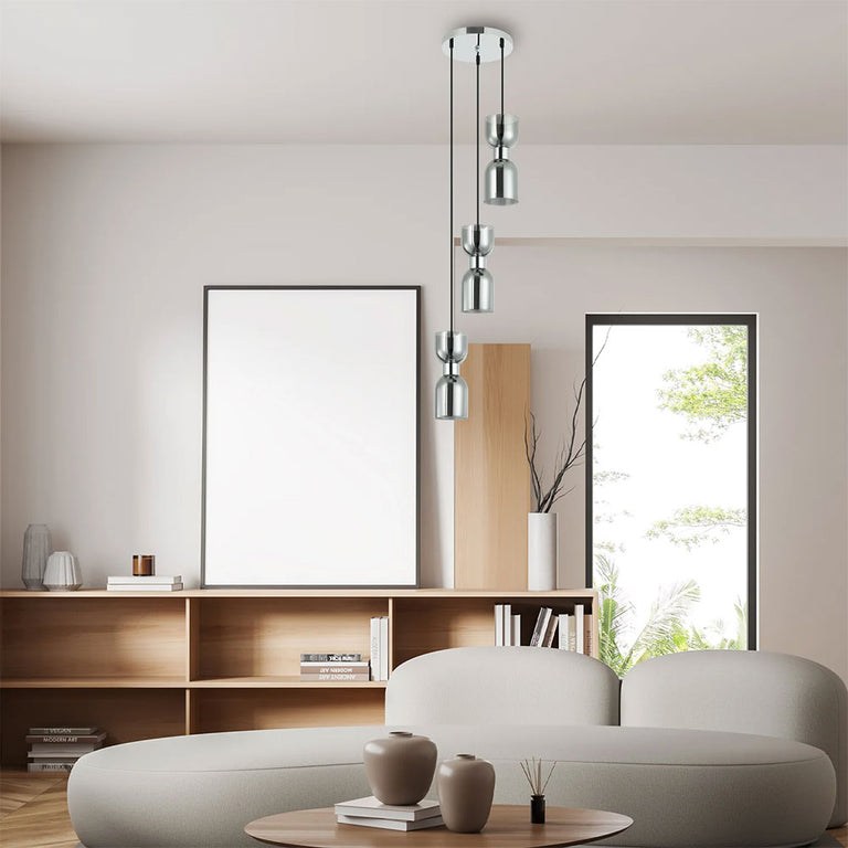 Clessidra Ellipse Glass 3 Light Pendant Chrome - CLESSIDRA1X3R