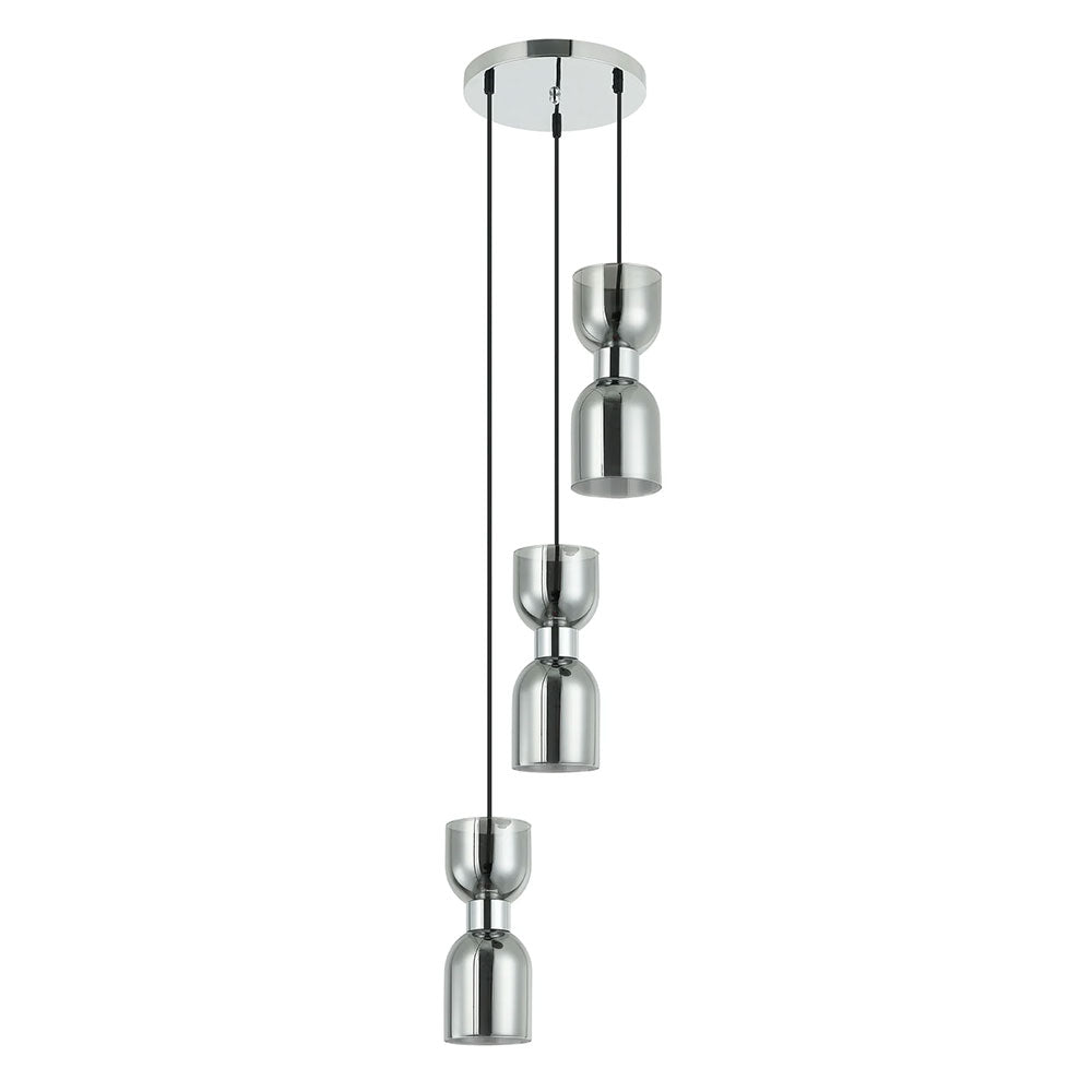 Clessidra Ellipse Glass 3 Light Pendant Chrome - CLESSIDRA1X3R