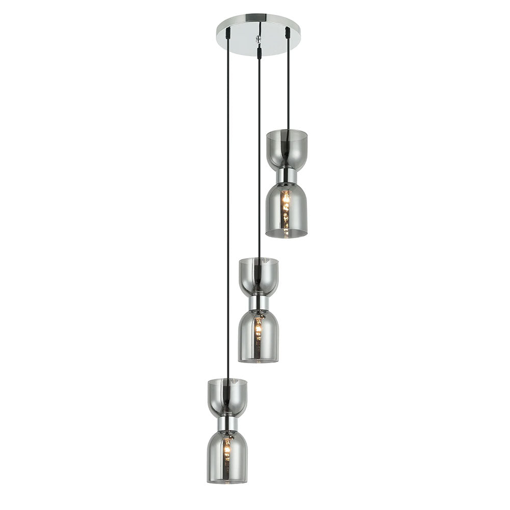 Clessidra Ellipse Glass 3 Light Pendant Chrome - CLESSIDRA1X3R