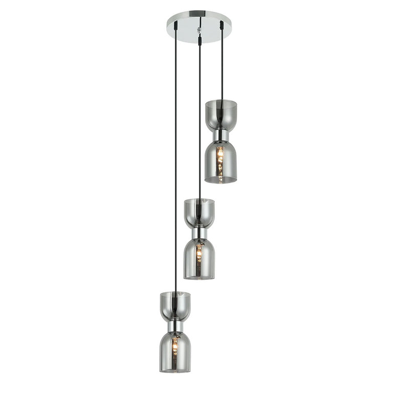 Clessidra Ellipse Glass 3 Light Pendant Chrome - CLESSIDRA1X3R