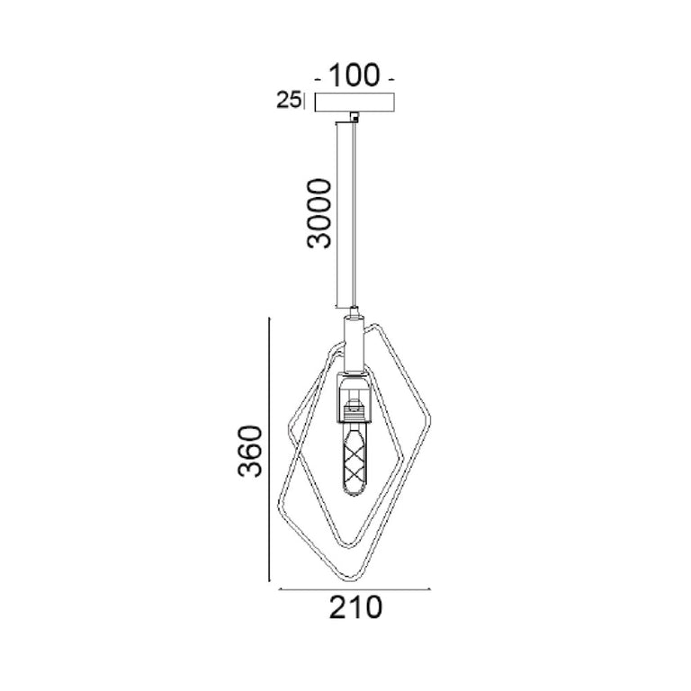 Contour Diamond 1 Light Pendant Black / Antique Brass - CONTOUR3