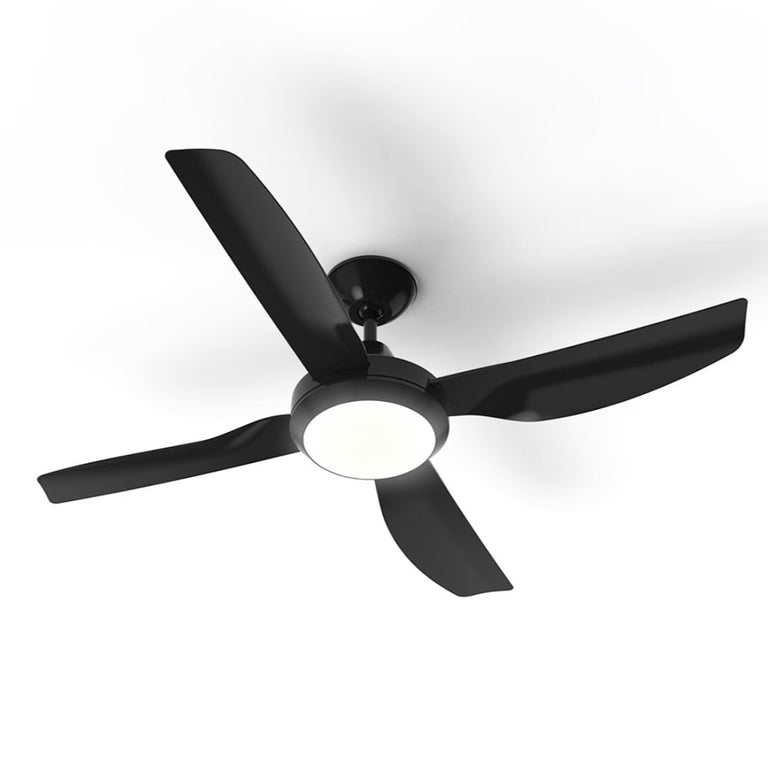 Coolum 52" AC 4 Blade Ceiling Fan With 20W LED Dimmable Light Black / Tri-Colour - COOLUM/52/LT/BK